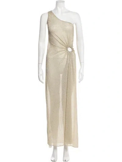 Pre-owned Oseree One-shoulder Long Dress In Gold