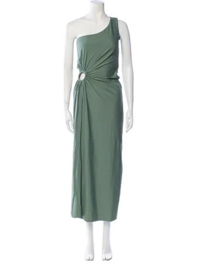 Pre-owned Oseree One-shoulder Long Dress In Green