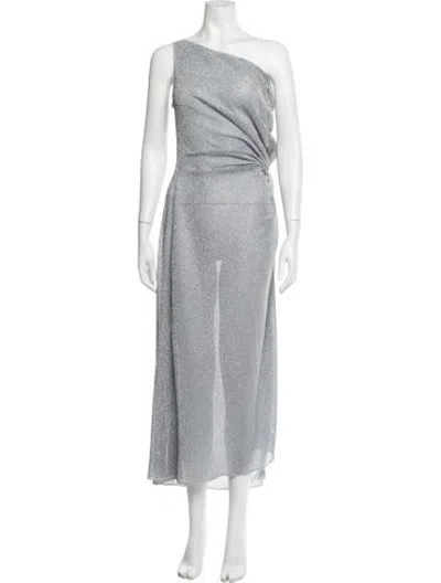 Pre-owned Oseree One-shoulder Long Dress In Grey