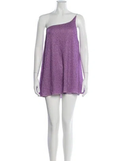Pre-owned Oseree One-shoulder Mini Dress In Metallic/purple