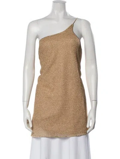 Pre-owned Oseree One-shoulder Sleeveless Top In Gold/metallic