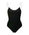 Oseree 'lumière Maillot' Blue Swimsuit With Open Back In Black
