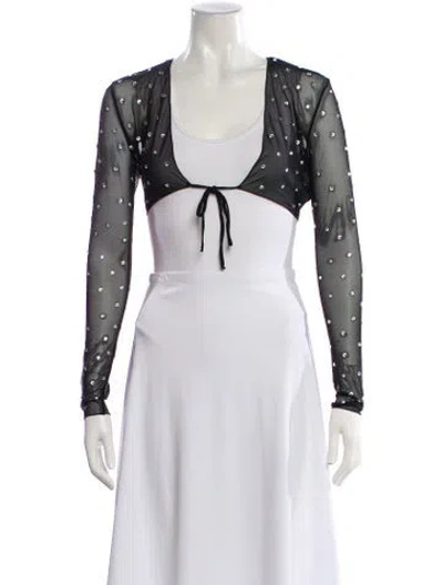 Pre-owned Oseree Open Front Long Sleeve Crop Top In White