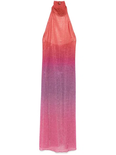 Oseree Lumière Ombrè Metallic Stretch-knit Halterneck Maxi Dress In Multi