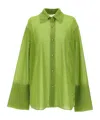 Oseree Oséree Lumiere Lurex Button-up Shirt In Green