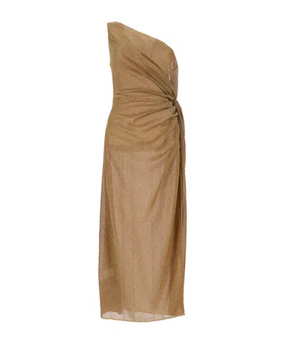 OSEREE OSÉREE LUMIÈRE ONE-SHOULDER ASYMMETRIC SLEEVELESS DRESS