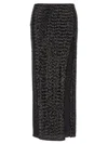 Oseree High-waisted Sequin-embellished Midi Skirt In Black
