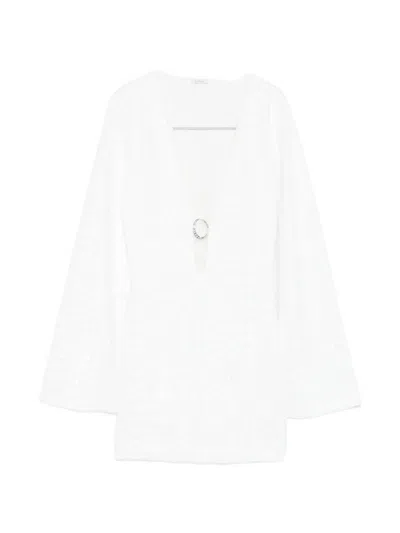 Oseree Paillettes Ring-detail Mini Dress In White