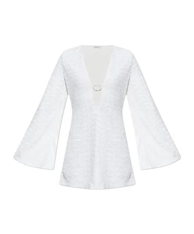 Oseree Paillettes Ring-detail Mini Dress In White
