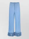 Oseree Pant Wide-leg Floral Embellishments In Blue
