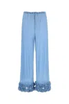 Oseree Pant Wide-leg Floral Embellishments In Blue