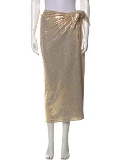 Pre-owned Oseree Patterned Long Skirt In Gold