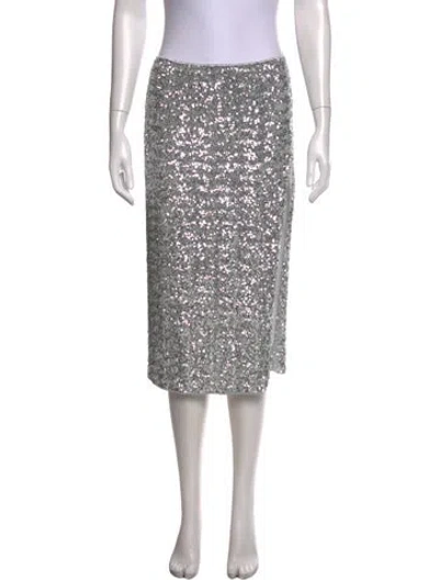 Pre-owned Oseree Patterned Midi Length Skirt In Silver