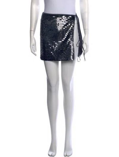 Pre-owned Oseree Patterned Mini Skirt In Blue/metallic