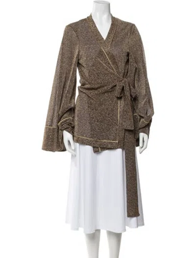 Pre-owned Oseree Patterned Robe In Gold