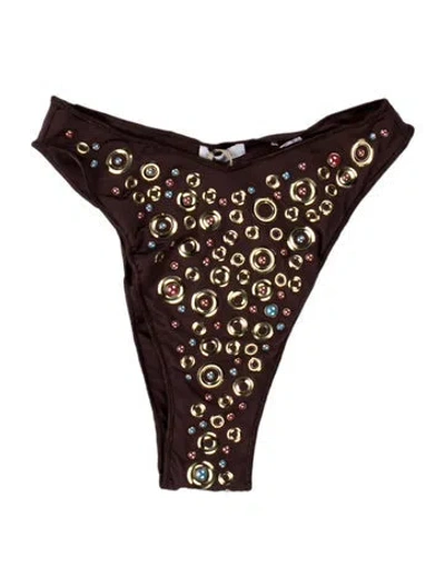Pre-owned Oseree Patterned Studded Accents Bottoms W/ Tags In Brown