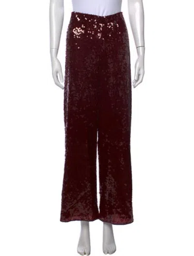 Pre-owned Oseree Patterned Wide Leg Pants In Burgundy
