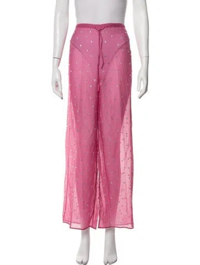 Pre-owned Oseree Patterned Wide Leg Pants In Pink