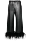 Oseree Plumage Feather-trim Lurex Trousers In Black