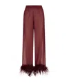 Oseree Plumage Feather-trim Trousers In Red