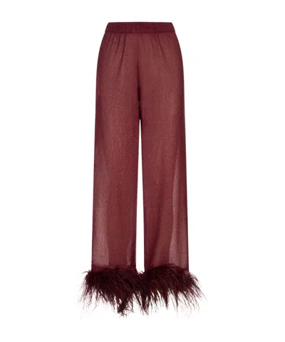 OSEREE PLUMAGE FEATHER-TRIM TROUSERS