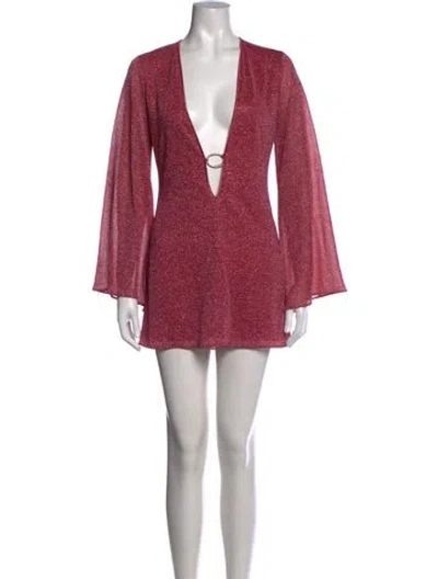 Pre-owned Oseree Plunge Neckline Mini Dress In Pink