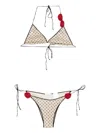 Oseree Polka-dot Floral Bikini In Neutral