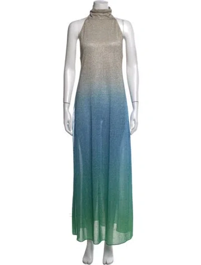 Pre-owned Oseree Printed Long Dress In Blue