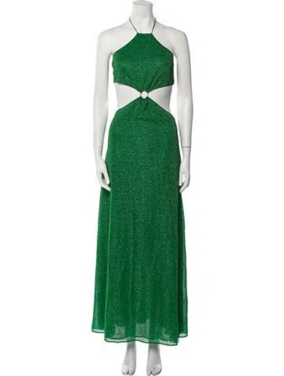 Pre-owned Oseree Printed Midi Length Dress In Green