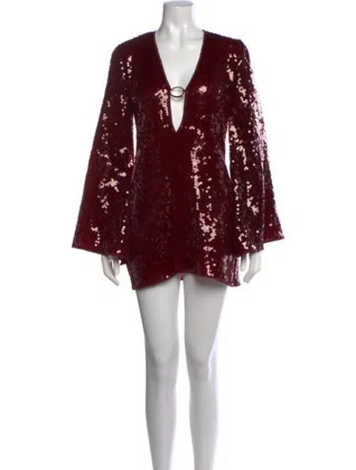 Pre-owned Oseree Printed Mini Dress In Red