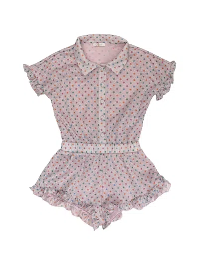 Oseree Kids' Printed Ruffled Playsuit In Pink