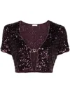 Oseree Embellished O-clasp Crop Top In Purple