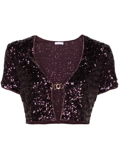 Oseree Purple Disco Sequinned Crop Top