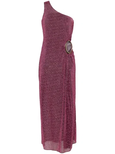 Oseree Lumiere One-shoulder Cut-out Woven Maxi Dress In Purple
