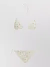 Oseree Rhinestone Embellished White Swimsuit In Neutral