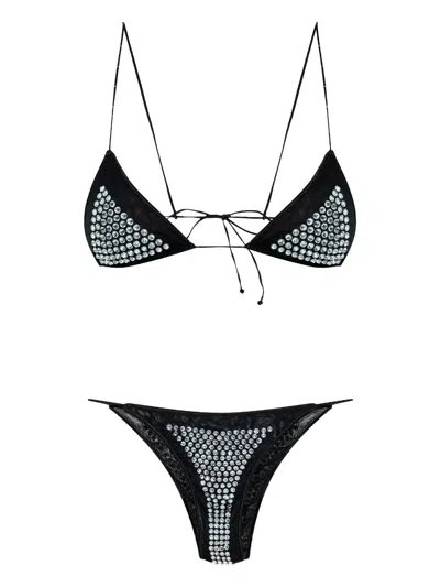 Oseree Strap Split Swimsuit Two-piece In Black