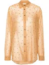 Oseree Womens Sandstone Sequin-embellished Semi-sheer Cotton And Silk-blend Shirt In Neutrals