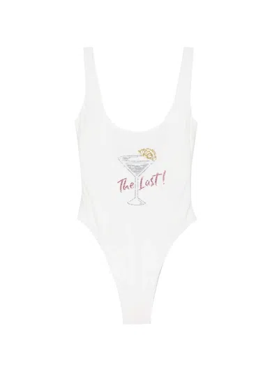 Oseree Rhinestone-embellished Scoop-neck Swimsuit In White