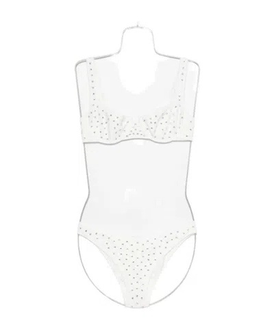 Oseree Rhinestone-embellished Swimwear Set In White