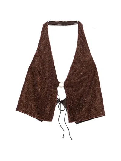 Oseree Ring-detail Top In Brown