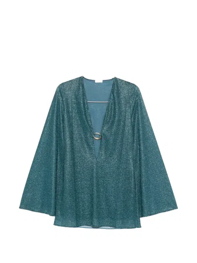 Oseree Ring-detail V-neck Mini Dress In Green