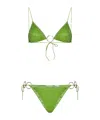 Oseree Ring-embellished Lurex Bikini In Green