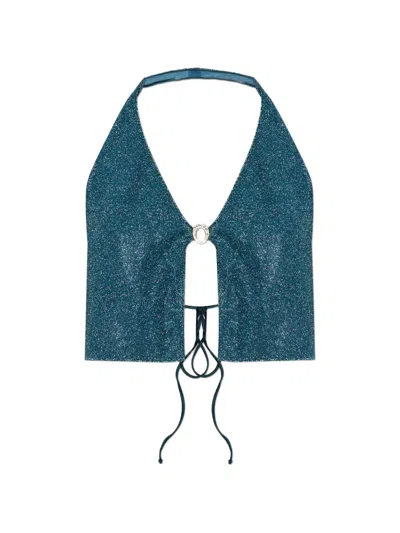 Oseree Ring Halterneck Top In Blue