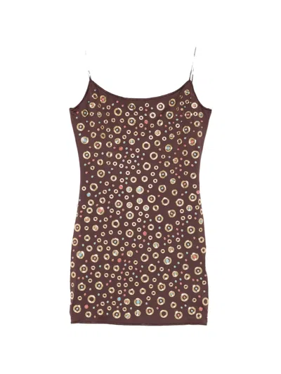 Oseree Ring-embellishment Mini Dress In Brown