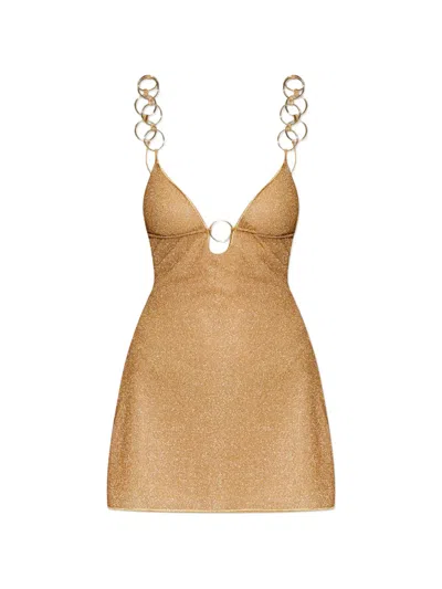 Oseree Ring-strap Mini Dress In Gold
