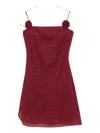 Oseree Rose-appliqué Mini Dress In Red