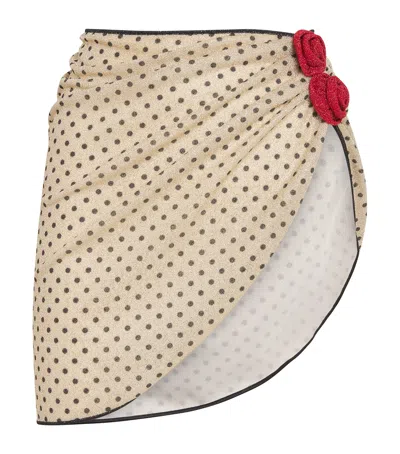 Oseree Lumière Appliquéd Polka-dot Stretch-lurex Pareo In Neutral