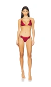 Oseree Rose Two Piece Bikini Set In Merlot Red