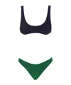Oseree 'lumiere Sporty' Multicolor Bi-color Bikini Set In Tech Fabric Woman In Black