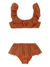 Oseree Ruffled Bikini In Brown